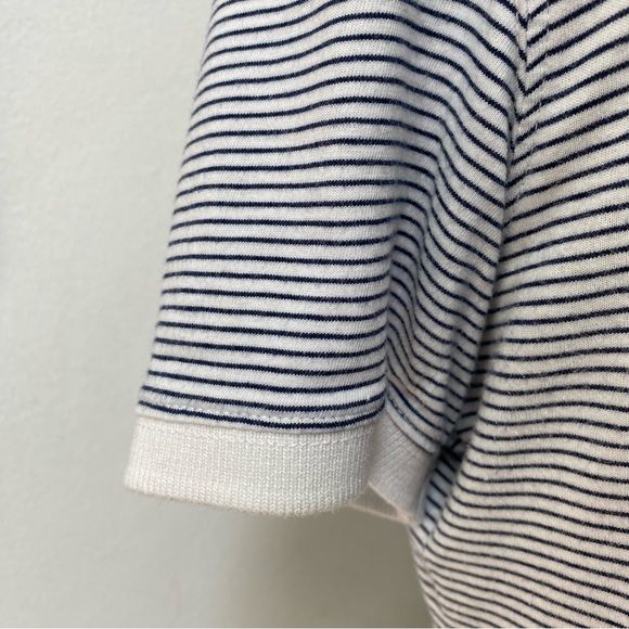 Massimo Dutti Striped Blue White Short Sleeve Polo Large - Picture 3 of 15
